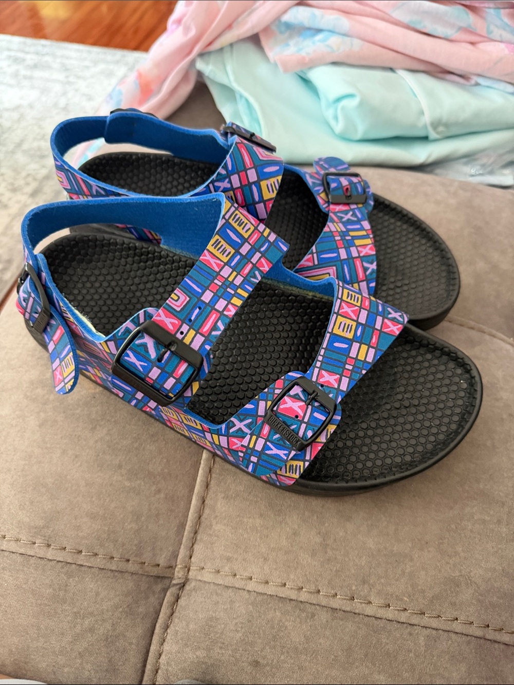 Birkenstock Birki’s geo colorful  rubber Sandals new women’s 10 men’s 8